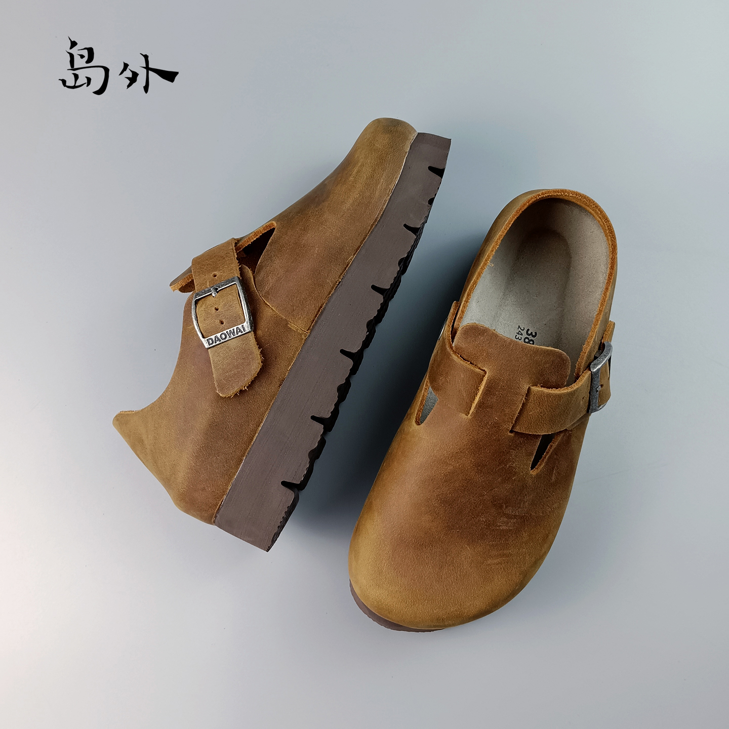 岛外DAOWAI勃肯鞋厚底4cm增高鞋女博肯软木单鞋 - 图0