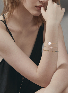 fettero 铜合金手链 原创设计金色十字架手链轻奢时尚高级感饰品