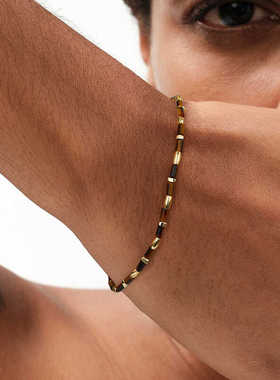 fettero铜合金手链金色虎石米