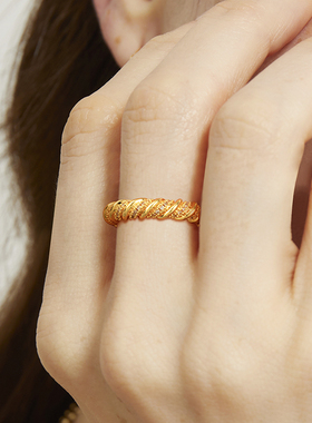 fettero 铜合金戒指 【钻线绕圆圈戒指】百搭简约时尚小众个性精
