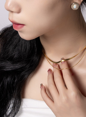 层叠项链leqiyuan钢蛇骨链女