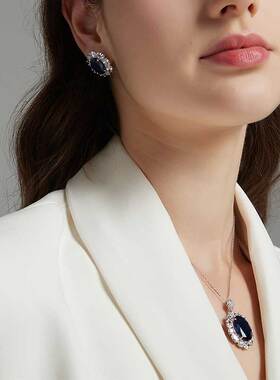 蓝色宝石项链轻奢高级感高端大气