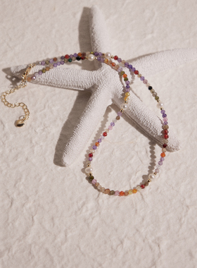 Hihipenny/梦幻芭蕾夏日串珠天然珍珠彩色锆石小众百搭锁骨项链女