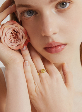 Hihipenny/rose系列玫瑰花别针造型不规则戒指可调节关节戒指环女