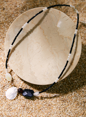 Hihipenny/sicily系列夏沫星辰天然蓝沙珍珠项链贝壳花瓣吊坠串珠