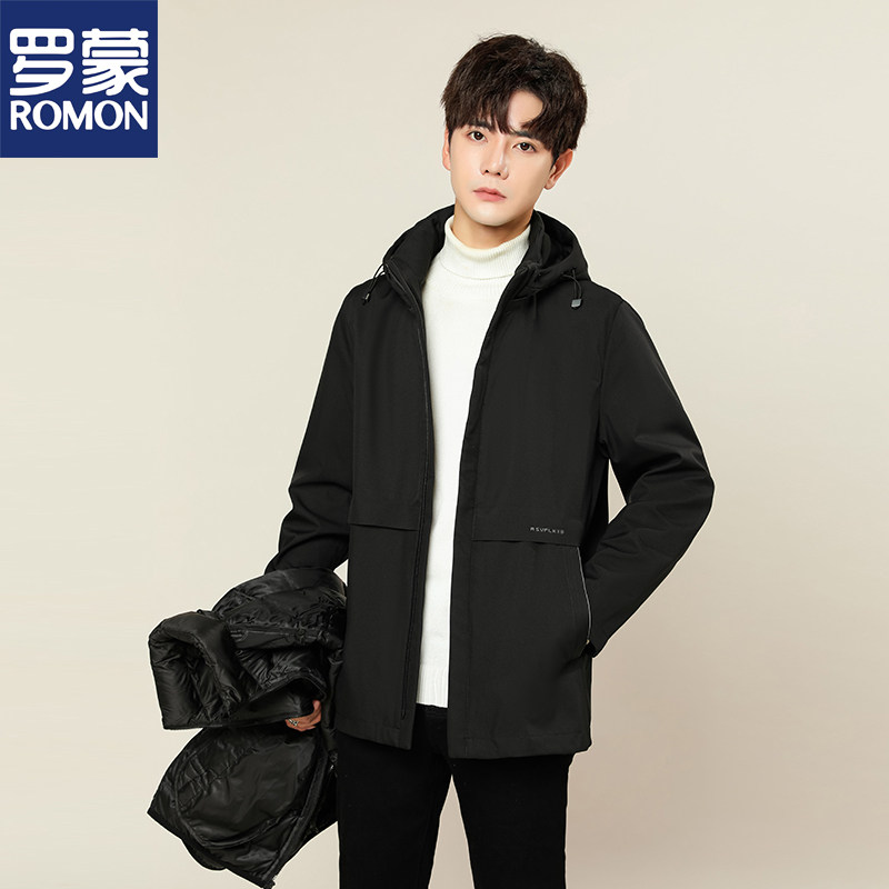 Romon 罗蒙 23年秋季 一衣多穿  可拆鹅绒内胆 男式连帽羽绒服 天猫优惠券折后￥329包邮（￥849-520）2色可选
