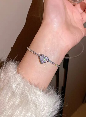 轻奢爱心锆石手链女百搭小众