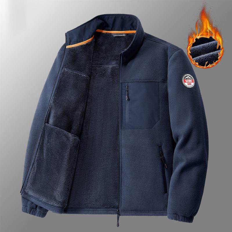 立领抓绒衣男秋冬季加厚保暖宽松大码夹克中年爸爸装摇粒绒外套潮,淘宝优惠券,粉丝福利购,淘宝优惠卷