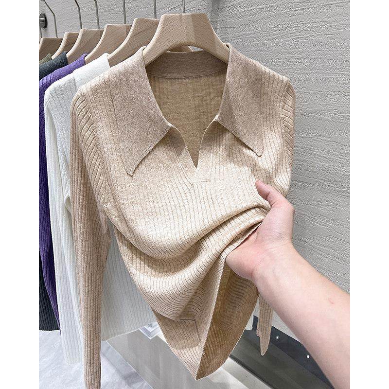 紫色翻领针织衫女2025年秋冬季新款修身厚绒内搭打底毛衣洋气上衣,淘宝优惠券,粉丝福利购,淘宝优惠卷