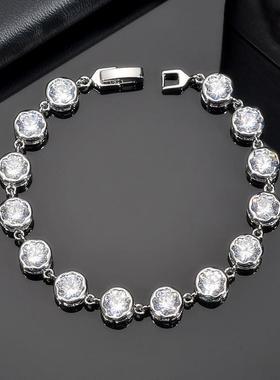 庆兴 锆石手链铜镶嵌3A彩色锆石手饰时尚OL简约厂家直销饰品手链