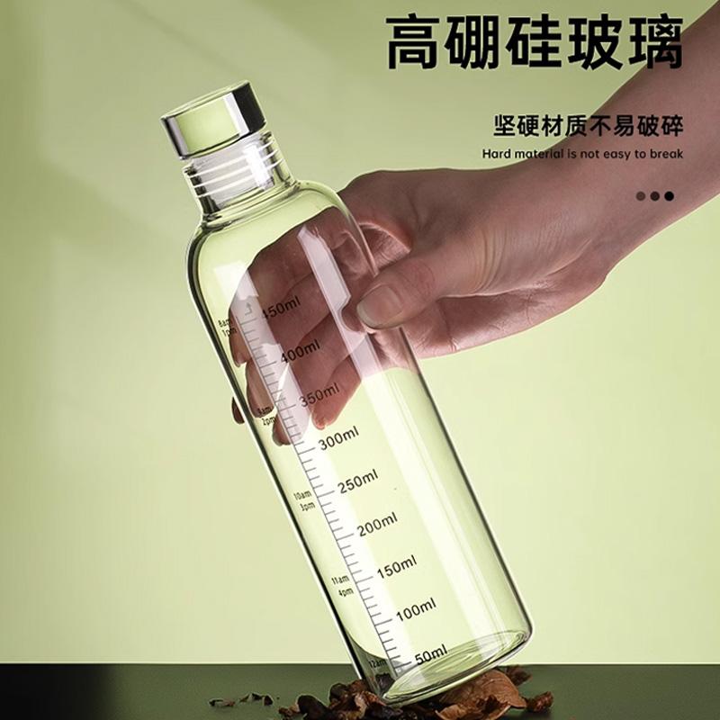 冷泡茶瓶子玻璃刻度杯毫升水杯茶叶咖啡冷萃瓶简约透明高硼硅水瓶-图3