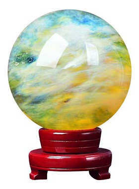 水晶球摆件熔炼黄水晶球居家送礼黄色厂家