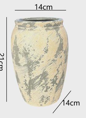 高级感陶瓷花瓶复古新中式陶罐中古侘寂风插花花瓶客厅玄关摆件