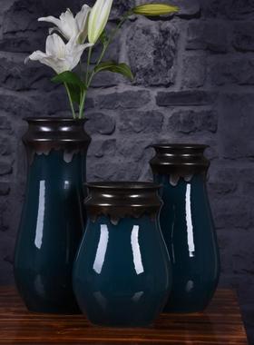 厂家批发复古大号落地陶瓷花盆创意粗陶手工庭院景观花盆花瓶摆设