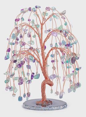 石头碎石绕线18枝玛瑙弯曲原色玛瑙片底座树摆件原色树干片底座