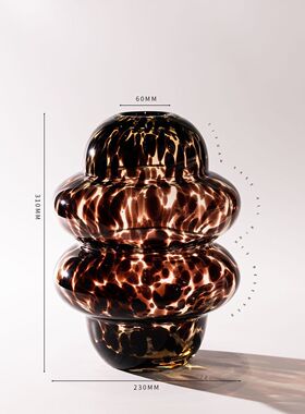 创意原色玻璃花瓶样板房客厅轻奢工艺品家居摆件花器