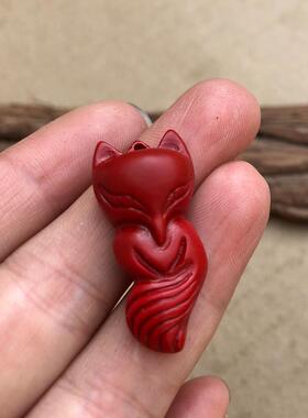 适用天然朱砂红色动物吊坠女款中国红玉佩桃花人缘本年男女随身项