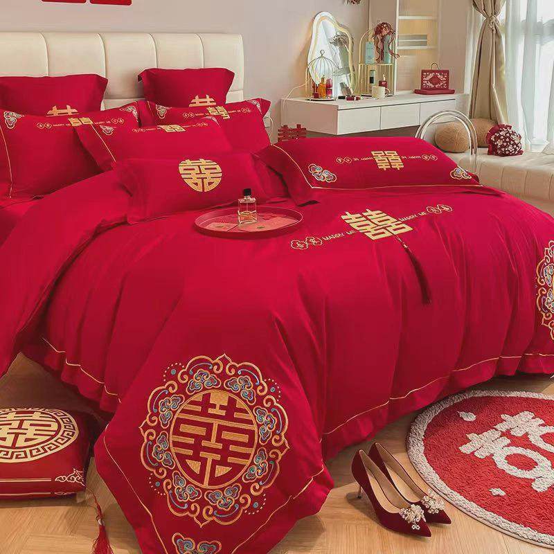 床单中式龙凤结婚四件套红色高档床笠被套刺绣陪嫁婚庆床上用品,淘宝优惠券,粉丝福利购,淘宝优惠卷