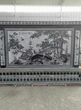 农村青石中式庭院石雕浮雕屏风影壁墙园林迎门玄关石雕影壁墙