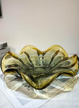 轻奢风高级感手工琉璃水果盘客厅餐桌茶几样板间百搭装饰桌面摆件