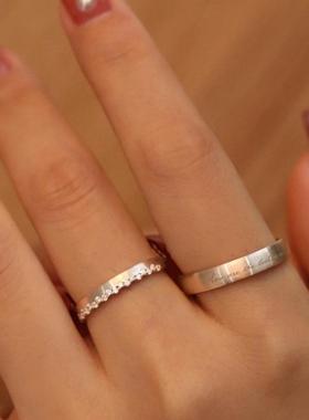 情侣戒指纯银一对女男对戒情侣款小众设计可调节送女友情人节礼物