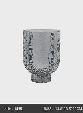现代简约水波纹肌理玻璃花瓶样板间摆件茶几装饰品创意家居餐边柜
