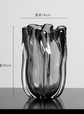 北欧现代简约花器玻璃花瓶摆件餐桌电视柜客厅玄关轻奢琉璃插花大