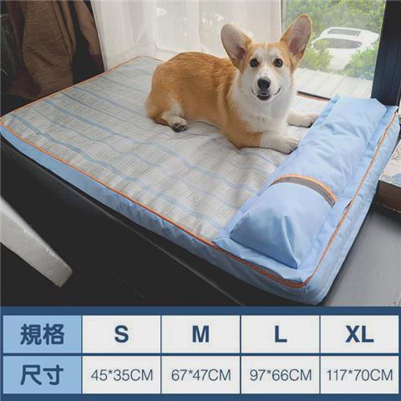 猫咪狗狗窝夏天降温用宠物冰垫大号带枕头睡垫子凉席柯基睡觉床垫 - 图0