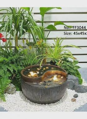 欧式轻奢流水喷泉现代客厅循环水景装饰品玄关招才落地加湿器摆件