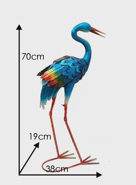 幼儿园装饰动物铁艺鹤低头款别墅小花园摆设庭院景观太阳能灯