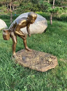 户外玻璃钢仿铜人物造型雕塑铸铜户外模型大型古人农耕景观雕塑