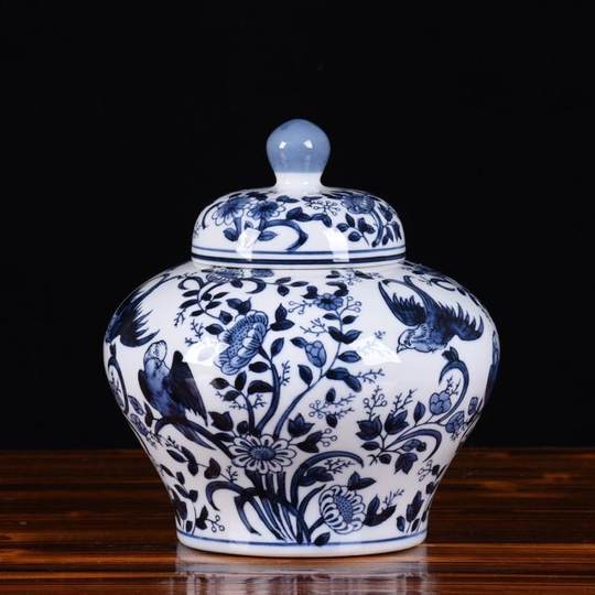 Wholesale ceramic tea cans, storage cans, antique hand-painted blue and white porcelain ceramic cans, ancient racks, decorations, countertop ornaments