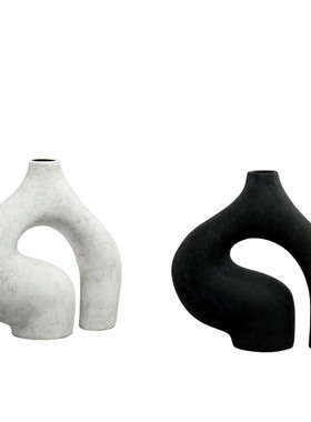 中设计师款高级感古风几何艺术花瓶书柜样板间民宿陶艺饰品摆件