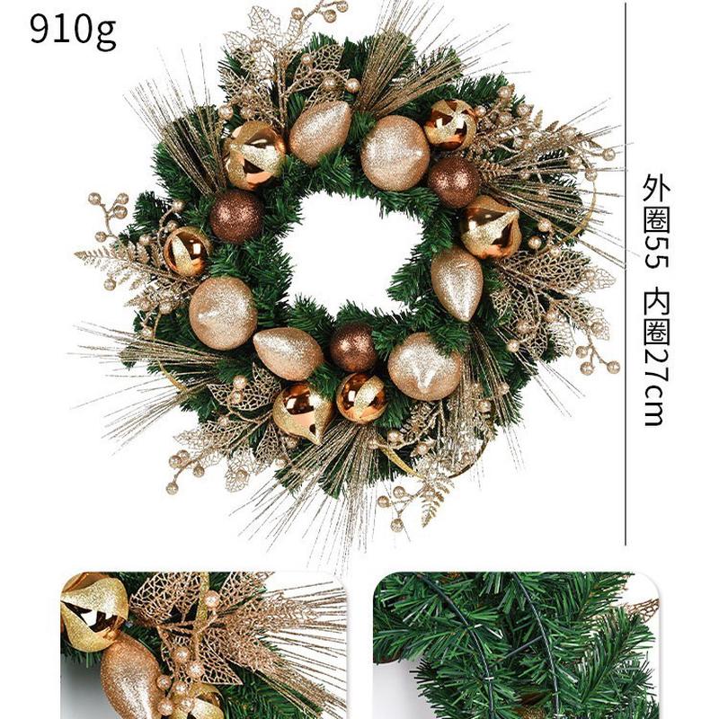 圣诞装饰品挂件门挂松果金咖球红果藤编藤圈花环壁挂橱窗布置花环 - 图3