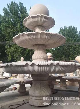 石雕园林户外庭院流水景观喷泉欧式水钵鱼池石材水系大型摆件