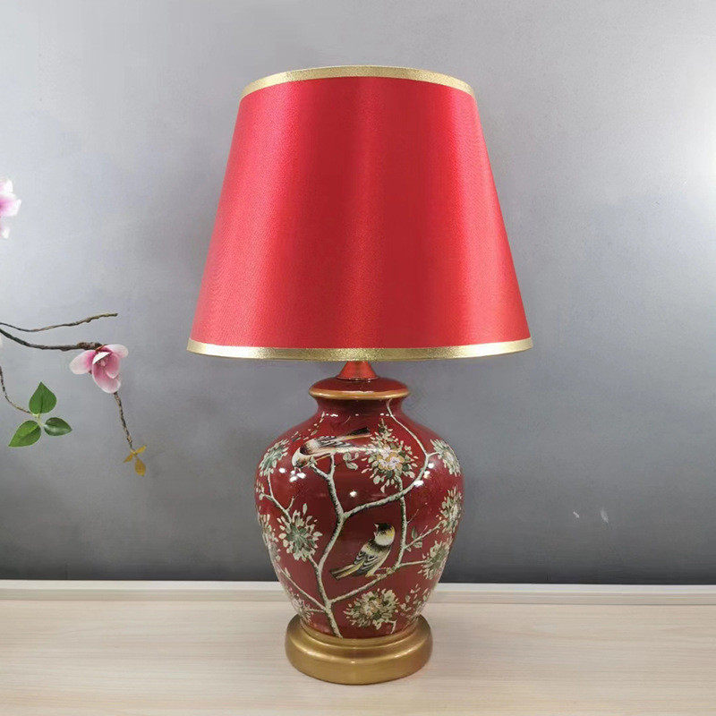 美式花鸟陶瓷台灯酒店样板房卧室床头灯设计师创意客厅装饰灯具,淘宝优惠券,粉丝福利购,淘宝优惠卷