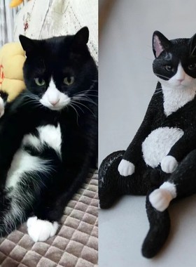 alj6去世宠物纪念品桌面摆件英短猫咪石膏布偶田园猫狗纯手工制作