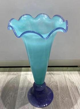玻璃手工渐变风灯花瓶轻奢清新简约创意艺术插花摆件装饰客厅玄关