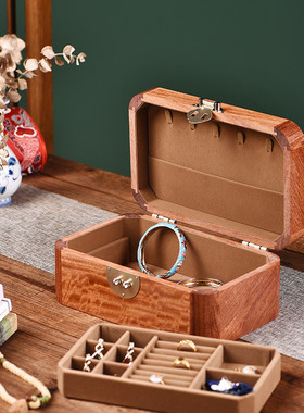 高档古典首饰盒2024新款结婚嫁妆彩礼实木收纳盒花梨木精致女带锁