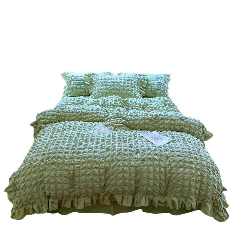 公主风泡泡纱提花四件套床裙床上用品被套纯色花边水洗棉三件套,淘宝优惠券,粉丝福利购,淘宝优惠卷