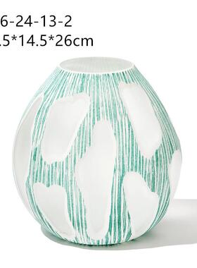 碧轩厂家直销吹美式制渐变玻璃花瓶落地玄关客厅样板间干花装饰品