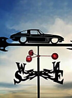 新款红瓢公鸡摆件风向标不锈钢喷漆指针铁艺剪影花园插件