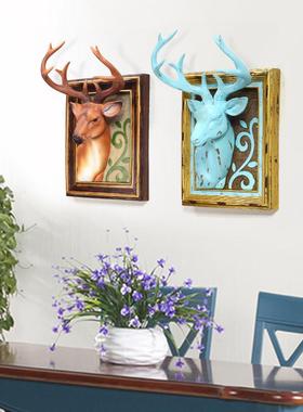 新奇特鹿头壁挂树脂工艺品美式创意家居无痕挂钩简约客厅酒吧壁