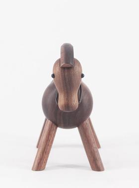 备货摆件创意客厅装饰品动物木玩小马实木制品摆件实木工艺品摆件