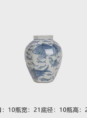 中式青花陶瓷花瓶干花水培花器家居客厅电视柜复古桌面装饰摆件