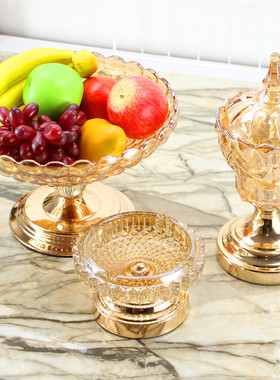 玻璃水果盘家装家饰果盘客厅书房茶几餐桌四件套摆件