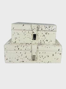 皮革马毛现代简约装饰盒首饰盒收纳创意摆件桌面衣帽间酒店样板间