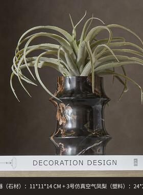 高端展厅感轻奢别墅插花家居饰品酒店花瓶摆件样板间大理石花器