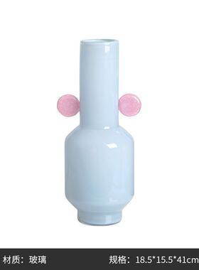 北欧双耳创意彩色玻璃ins风花瓶时尚样板房客厅餐桌插花装饰摆件