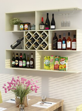 eao4酒柜悬挂式酒架批发墙上置物架餐厅吧台实木简约壁挂墙壁装饰